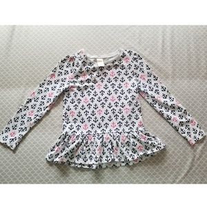 Long-sleeve ANCHOR print, ruffled bottom SHIRT